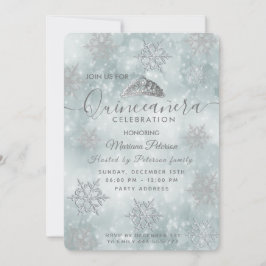 Invitación Winter wonderland polvoriento tiara azul Quinceañe
