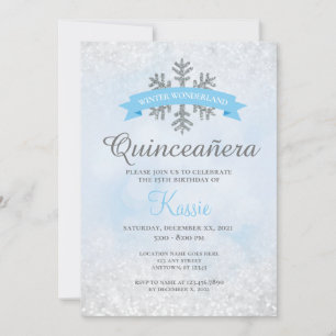 Invitación Winter Wonderland Quinceañera 15th Birthday Silver