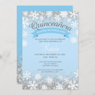 Invitación Winter Wonderland Quinceañera 15th Birthday Silver