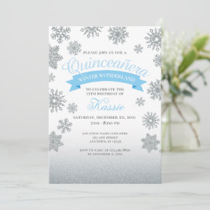 Invitación Winter Wonderland Quinceañera 15th Birthday Silver