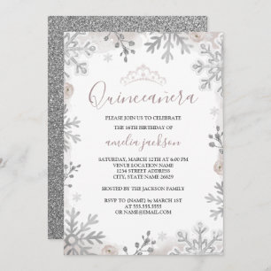 Invitación Winter Wonderland Quinceanera Rubor Silver