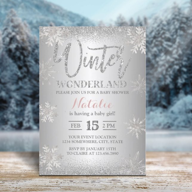 Invitación Winter Wonderland Silver Snowflakes Baby Shower (Subido por el creador)