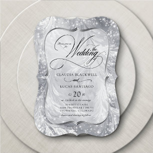 Invitación Winter Wonderland Snow Silver Boda