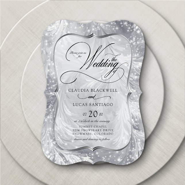 Invitación Winter Wonderland Snow Silver Boda (Subido por el creador)