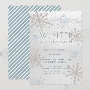 Invitación Winter Wonderland Snowflake Blue Birthday