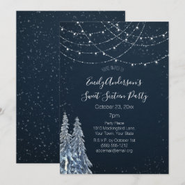 Invitación Winter Wonderland Snowflake Blue Sweet 16