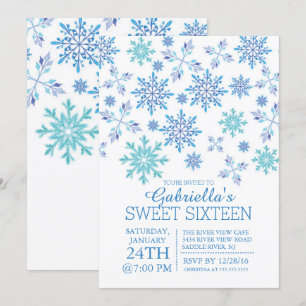 Invitación Winter Wonderland Snowflake Dulce Dieciséis Fiesta