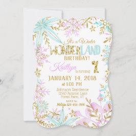 Invitación Winter Wonderland Snowflake Sparkle Cumpleaños