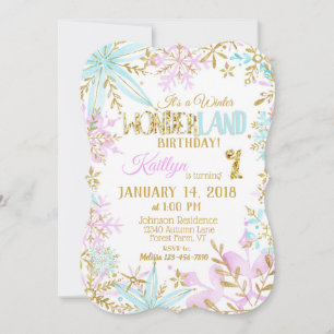 Invitación Winter Wonderland Snowflake Sparkle Cumpleaños