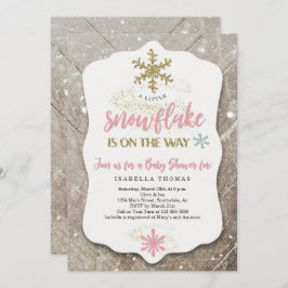 Invitación Winter Wonderland Snowflake Tema Chica Baby Shower