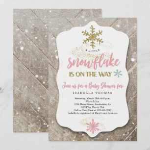 Invitación Winter Wonderland Snowflake Tema Chica Baby Shower