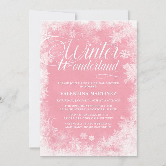 Invitación Winter Wonderland Snowflakes Bridal Shower (Anverso)