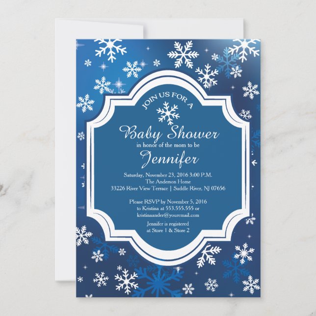 Invitación Winter Wonderland Snowflakes Neutral Baby Shower (Anverso)