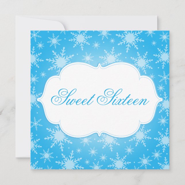 Invitación Winter Wonderland Snowflakes Sweet 16 Birthday (Anverso)