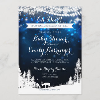 Invitación Winter Wonderland Starry Night Deer Baby Shower