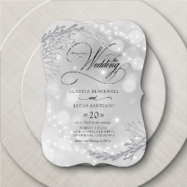 Invitación Winter Wonderland String Lights Boda