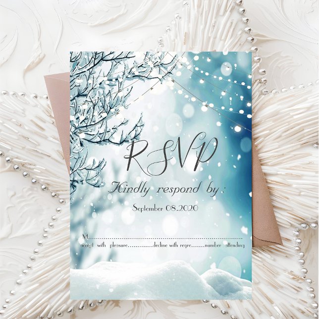 Invitación Winter Wonderland, String Lights RSVP (Subido por el creador)