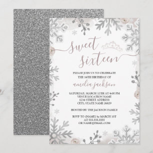 Invitación Winter Wonderland Sweet 16 Rubor Silver