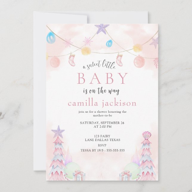 Invitación Winter Wonderland Sweet Little Baby Shower (Anverso)