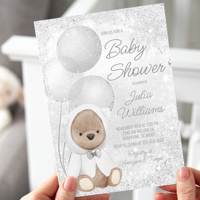 Invitación Winter Wonderland Teddy Bear Baby Shower (Subido por el creador)