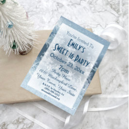 Invitación Winter Wonderland Tema del hielo Blue Sweet 16 cum