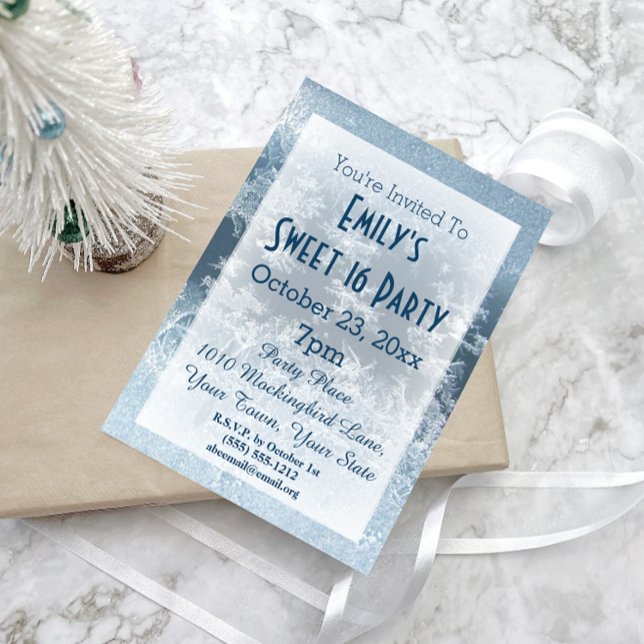 Invitación Winter Wonderland Tema del hielo Blue Sweet 16 cum (Subido por el creador)