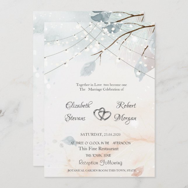 Invitación Winter Wonderland,Tree Branch Boda (Anverso / Reverso)