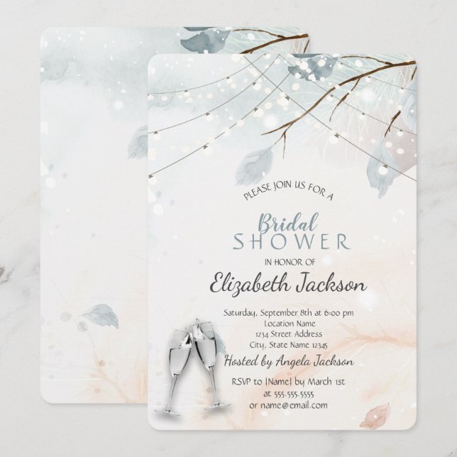 Invitación Winter Wonderland,Tree Branch Bridal Shower (Anverso / Reverso)