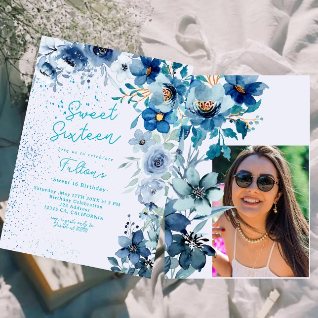 Invitación Winter Wonderland verde azulado azul Floral Sweet  (Subido por el creador)