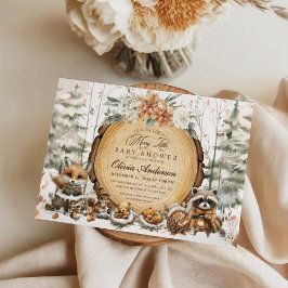 Invitación Winter Wonderland Watercolor Animals Baby Shower