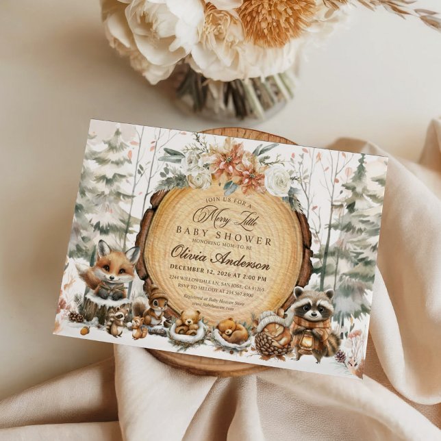 Invitación Winter Wonderland Watercolor Animals Baby Shower (Subido por el creador)