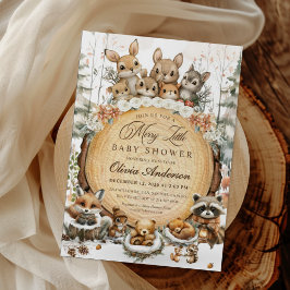 Invitación Winter Wonderland Watercolor Animals Baby Shower