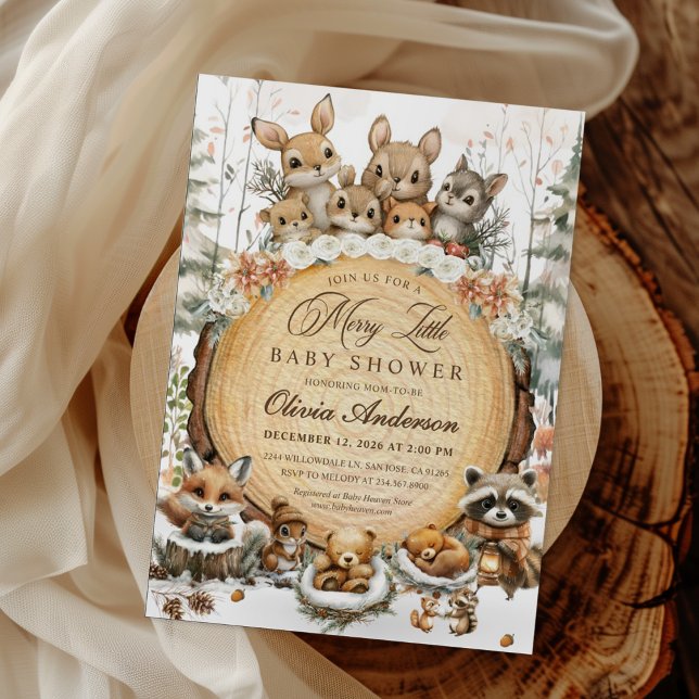 Invitación Winter Wonderland Watercolor Animals Baby Shower (Subido por el creador)