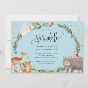 Invitación Winter Woodland Animales Baby Sprinkle Shower Blue
