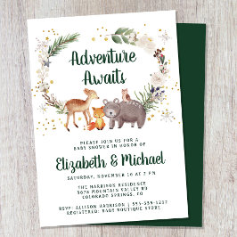 Invitación Winter Woodland Animales Parejas Baby Shower