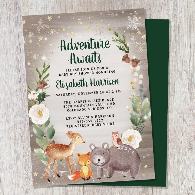 Invitación Winter Woodland Animals Baby Shower (Subido por el creador)