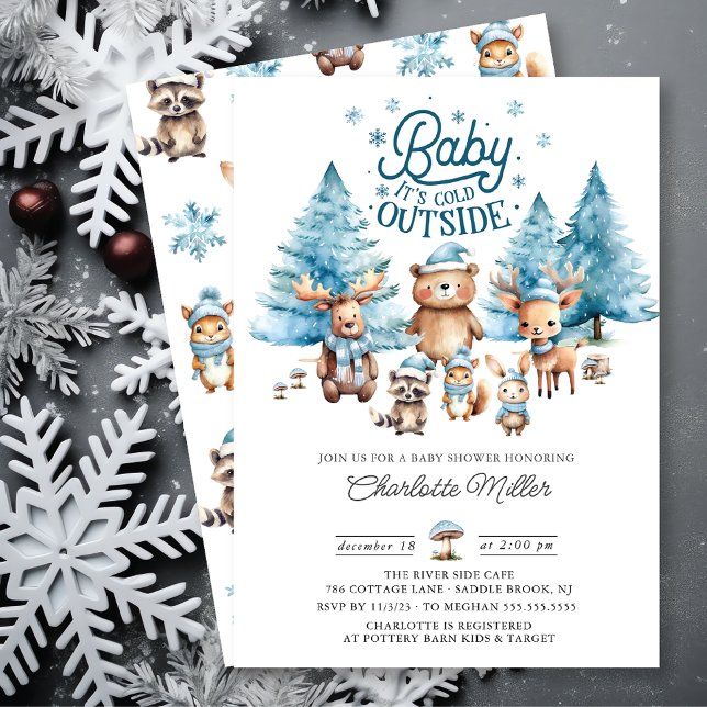 Invitación Winter Woodland Animals Baby Shower (Subido por el creador)
