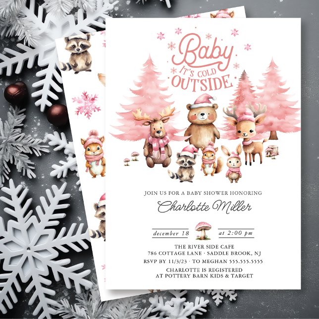 Invitación Winter Woodland Animals Baby Shower (Subido por el creador)