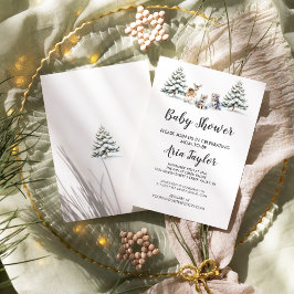 Invitación Winter Woodland Animals Baby Shower