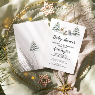 Invitación Winter Woodland Animals Baby Shower