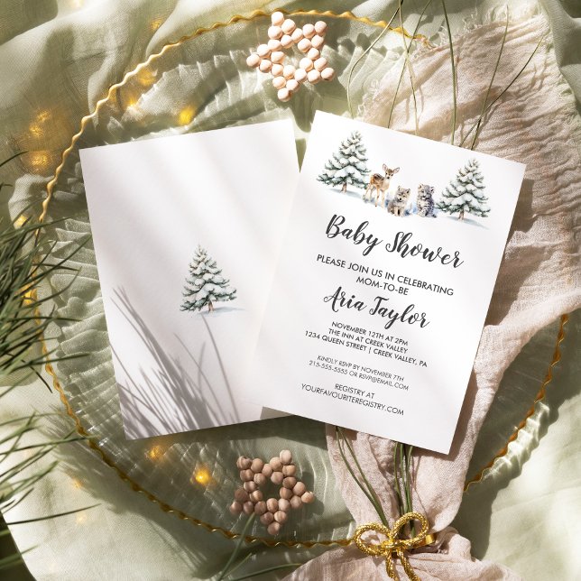 Invitación Winter Woodland Animals Baby Shower (Subido por el creador)