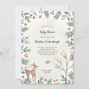 Invitación Winter Woodland Animals Baby Shower