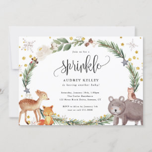 Invitación Winter Woodland Animals Baby Sprinkle Shower