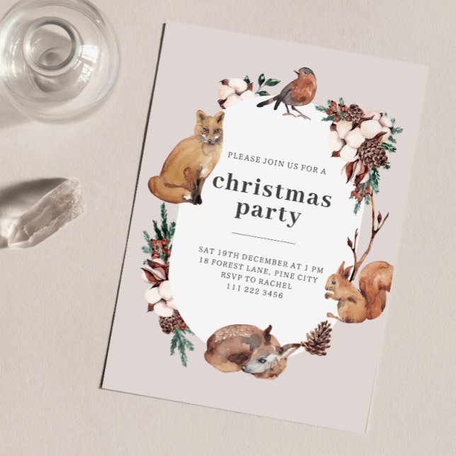 Invitación Winter Woodland Animals Christmas Party (Subido por el creador)