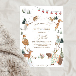 Invitación Winter Woodland Animals Forest Baby Shower