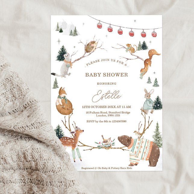 Invitación Winter Woodland Animals Forest Baby Shower (Subido por el creador)