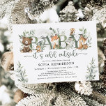 Invitación Winter Woodland Animals Sage Greenery Baby Shower<br><div class="desc">Esta elegante ducha de bebé está decorada con una suave vegetación acuática,  adorables animales del bosque y letras modernas. Adecuado tanto para niños como para chicas con ducha de bebé.</div>