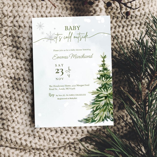 Invitación Winter Woodland Baby hace frío fuera de la ducha d (Subido por el creador)