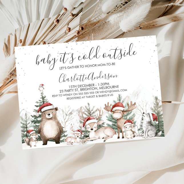 Invitación Winter Woodland baby it's Cold Outside Baby Shower (Woodland Baby It's Cold Outside baby Shower Invitation, Gender Neutral, Woodland Animals, Winter)