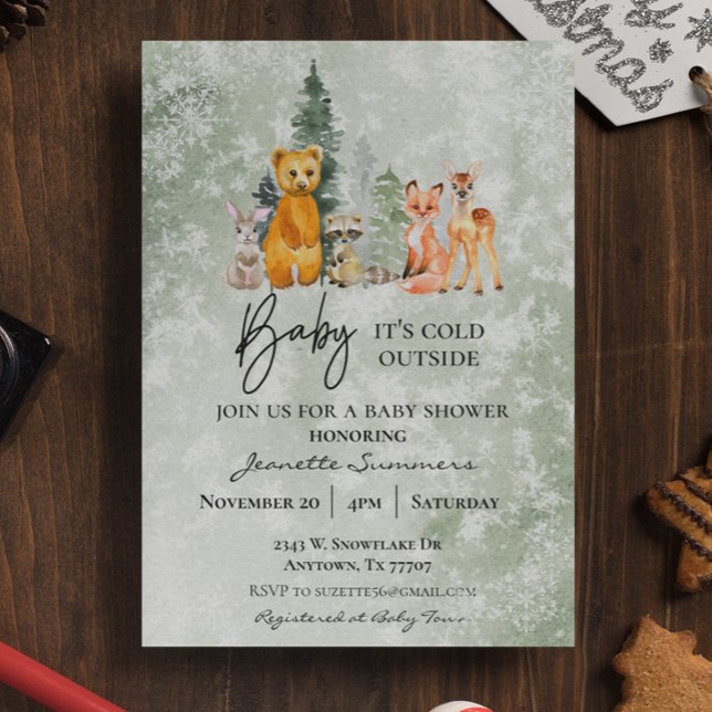 Invitación Winter Woodland Baby It's Frío fuera de Baby Showe (Subido por el creador)